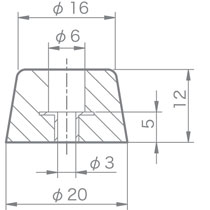 T型ワッシャー入りゴム足 TP-200
