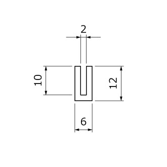 玉なし溝ゴム No.TS-1707(溝幅2mm) (溝幅:2/高さ:12mm/幅:6mm/長さ