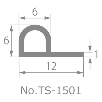 P型ゴム No.TS-1501 (材質:シリコーンゴム/硬さ:60/B高さ:6mm/A幅:12mm