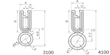クッション トリムシール(チューブ上付タイプ) (型番:3100-B-3X16CT-L1/t溝幅:1.6/A幅:6mm/H高さ:23.9mm