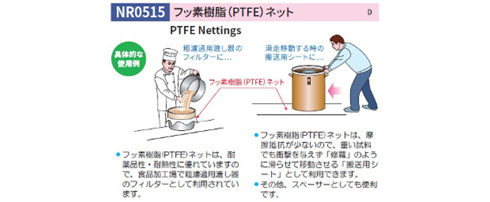 PTFEネット (厚さ:1mm/幅:300mm/長さ:1,000mm/メッシュタイプ:10